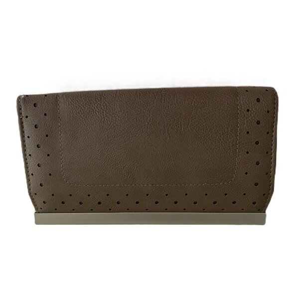 Sueded Faux Leather Wallet Paris Brown - Picture 2 of 5